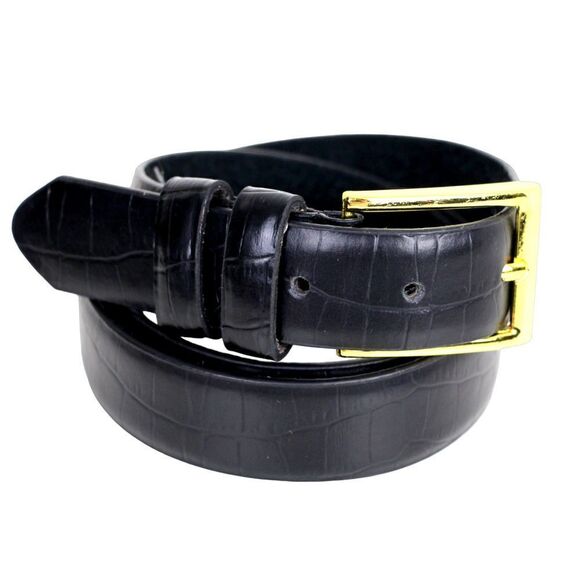 CLASSIC STYLE BLACK GENUINE LEATHER 1 1/8"Wd CASUAL DRESS MEN'S BELT Sz 34 (X85 - Picture 2 of 12